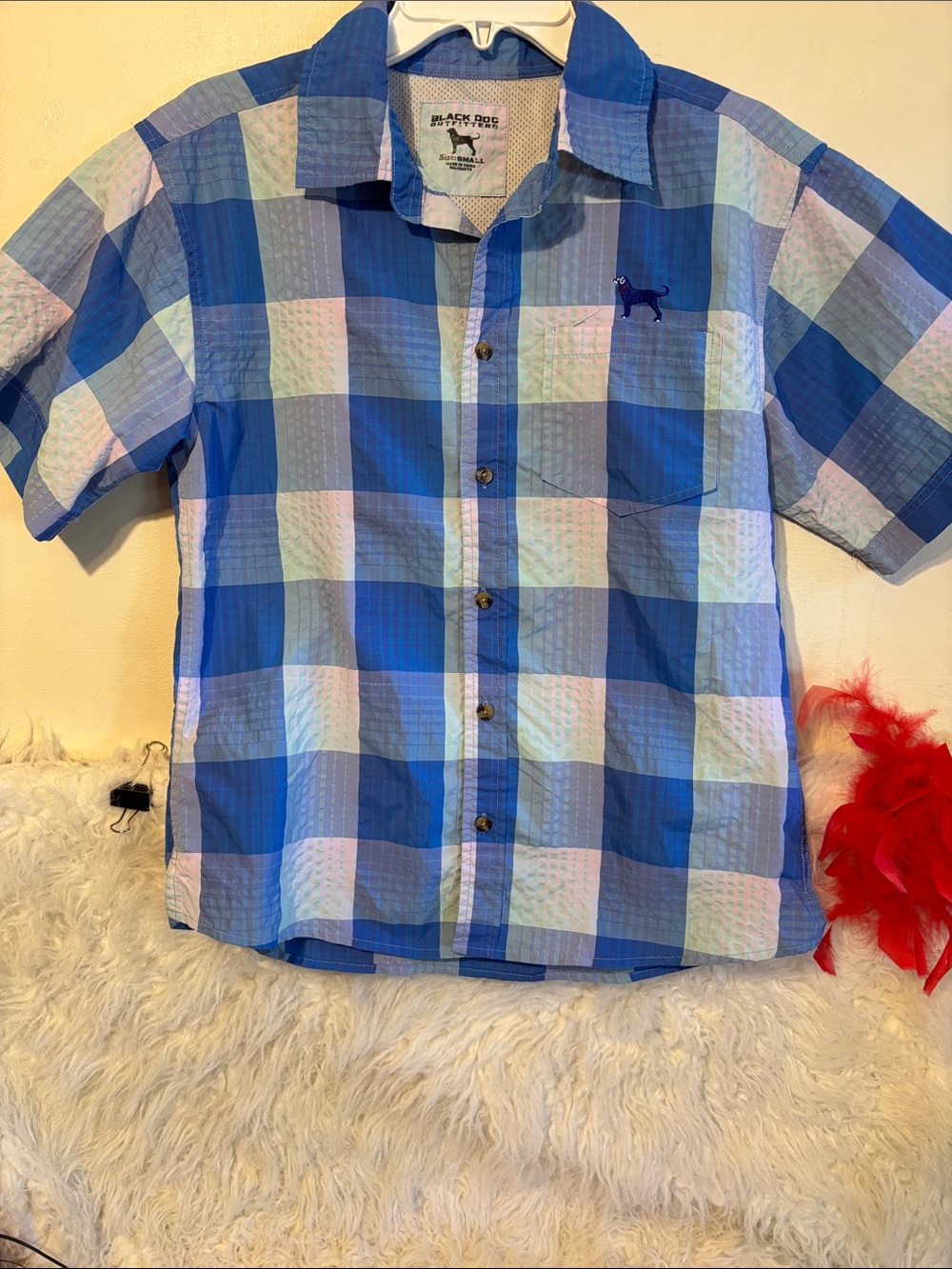 The Black Dog Blue Plaid Short-Sleeve Button-Down Shirt